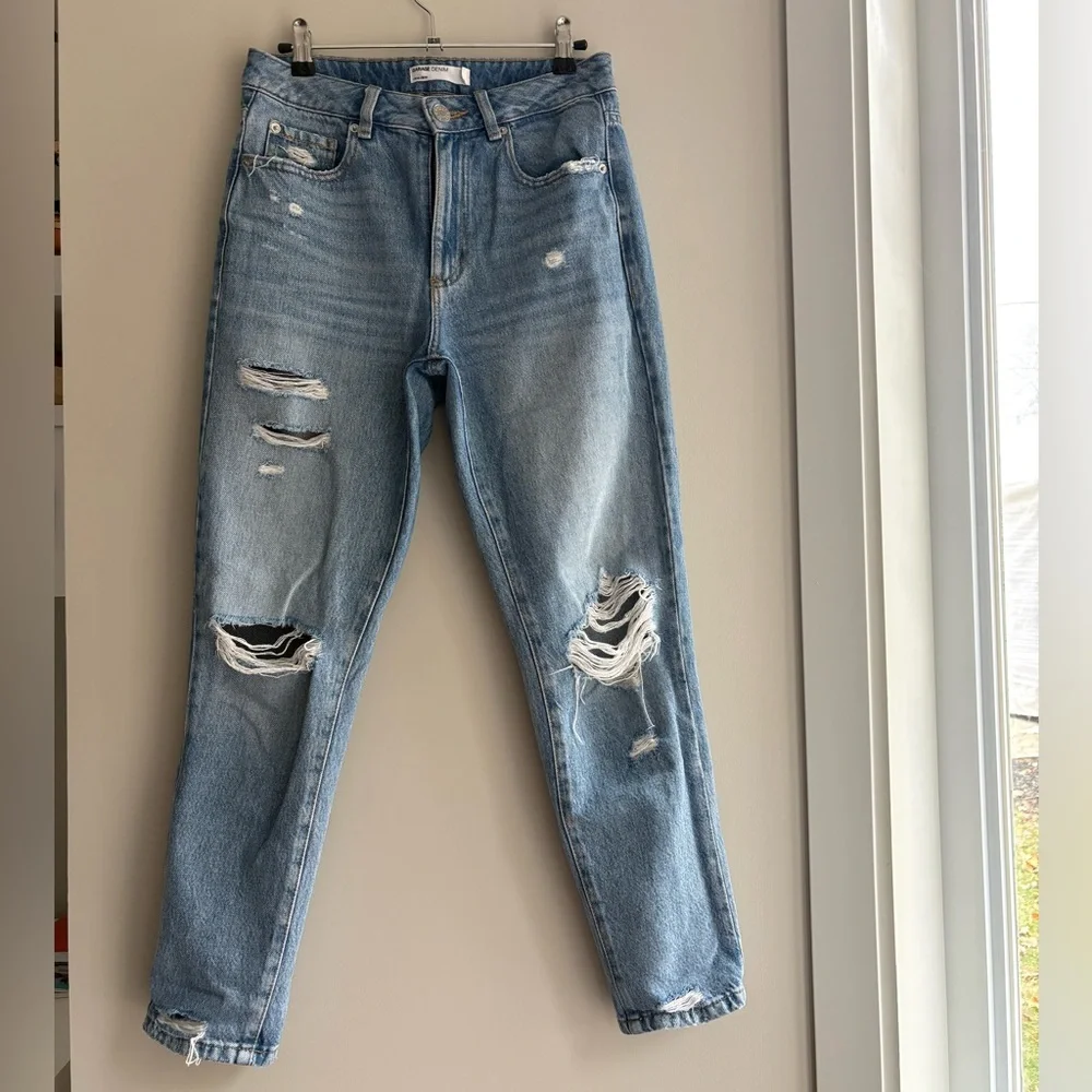 Distressed Blue Women's Mom Jeans From Garage - Picture 1 of 5